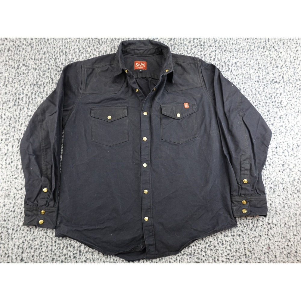 SHIP JOHN Townes Waxed Black Canvas Western Shirt Western Workwear Made in USA